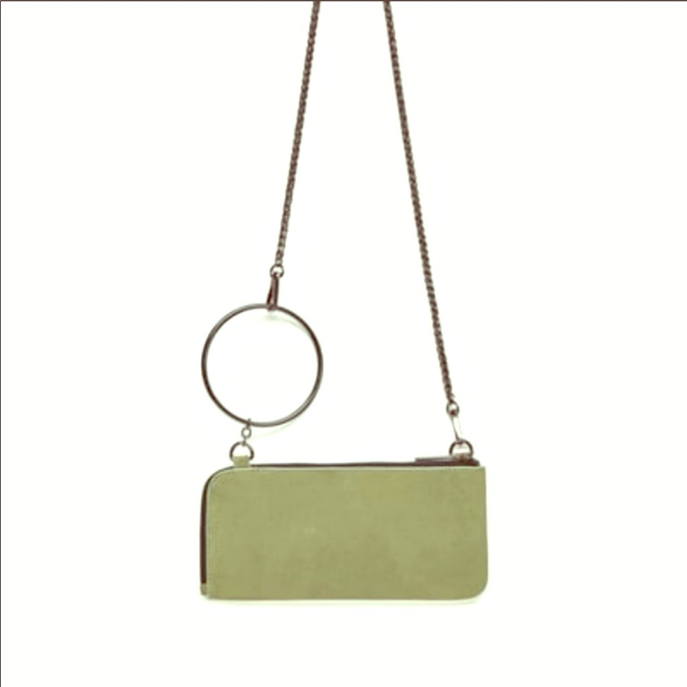 Zara EUC sage green crossbody leather wristlet 🥇